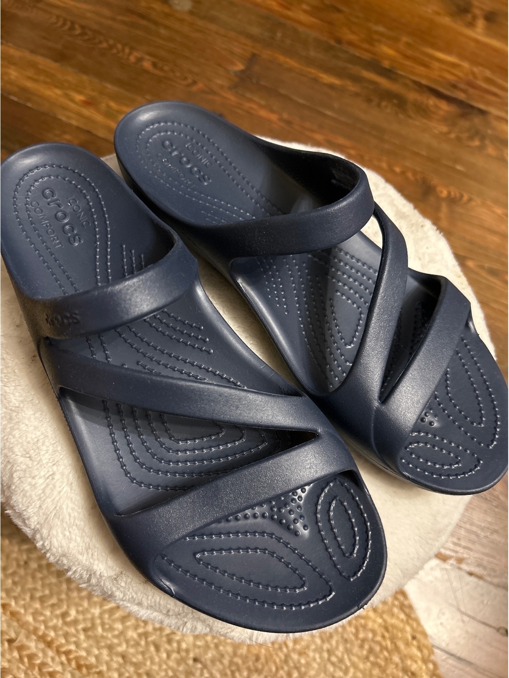 Crocs Women's Navy Blue Slip-On Sandals Size 11